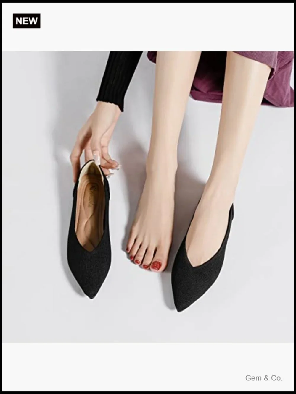 Women's Pointed Toe Ballet Flats Comfortable Work Office Shoes Casual Dress